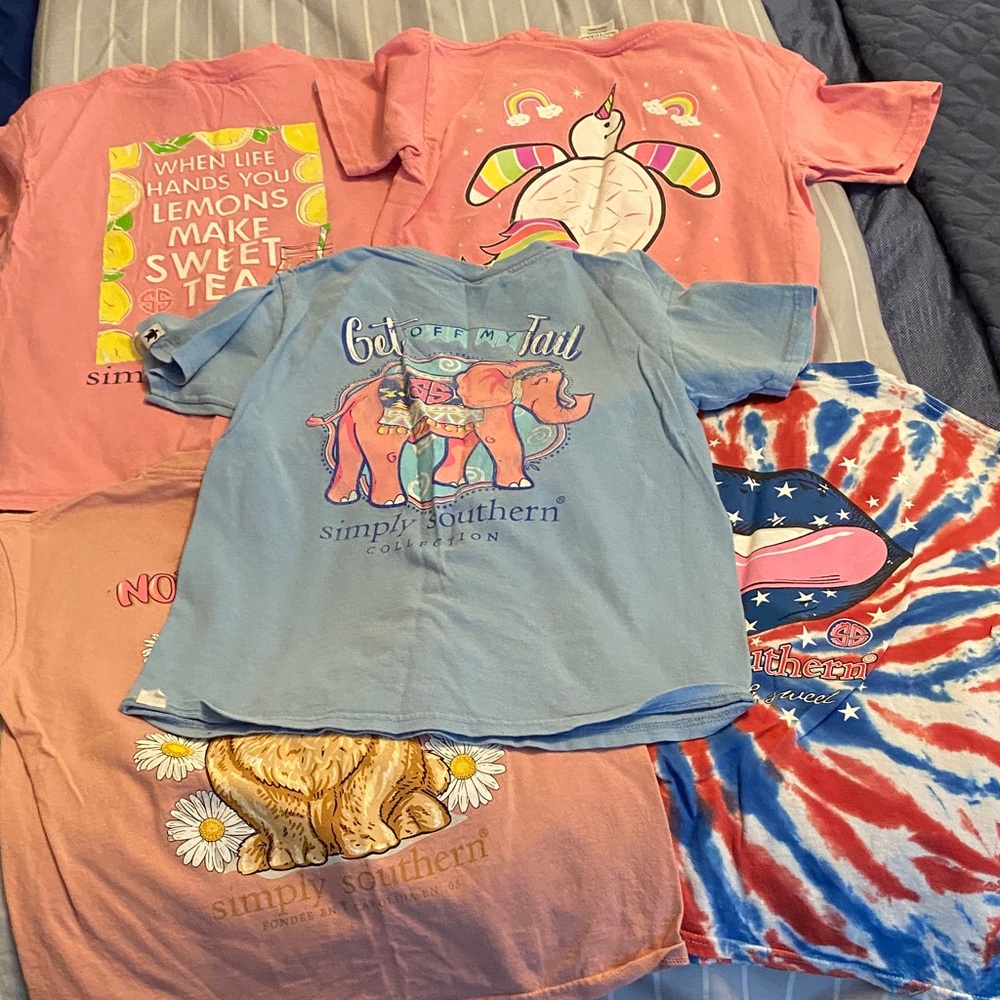 Simply Southern Vibrant Graphic Tees Bundle- Pink, Blue, Multicolor
